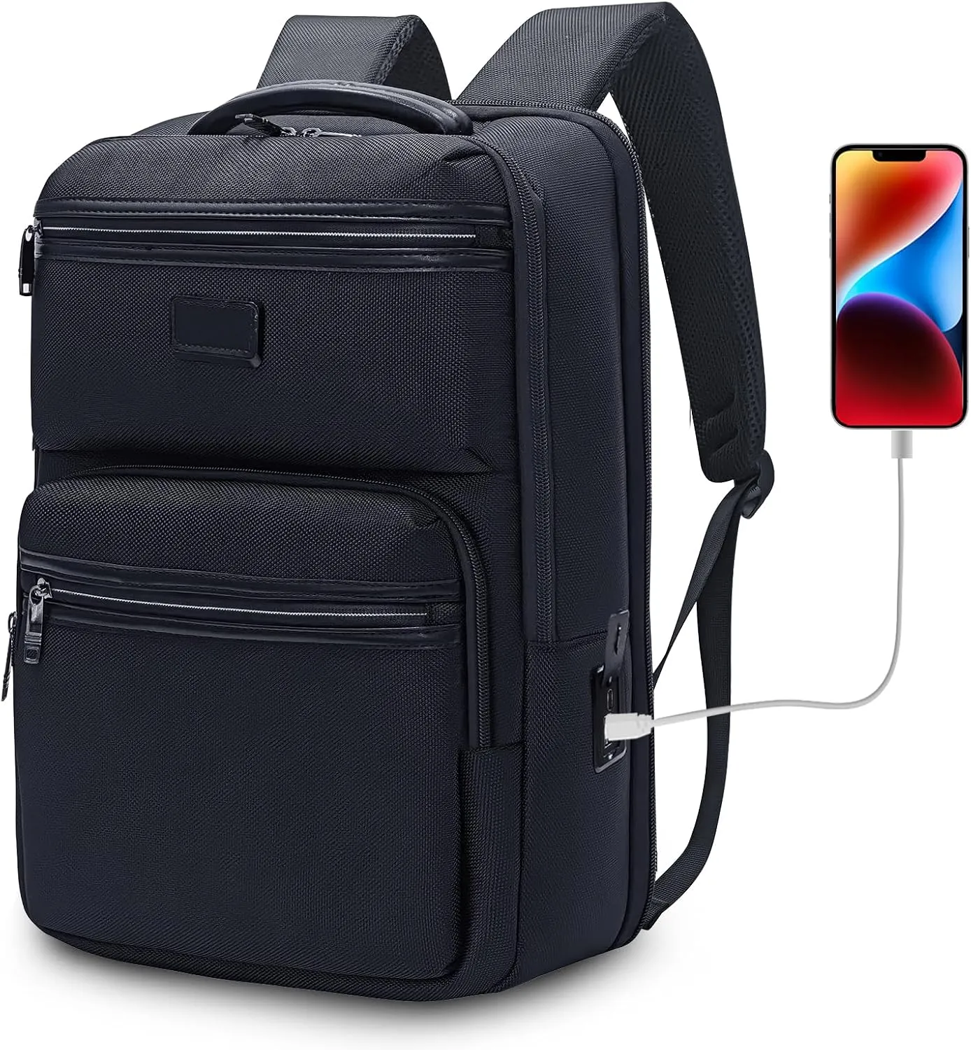 KINGSLONG Backpack Bookbag Daypack Business: Carry Back Pack Bag fit For 15.6 inch Laptop Computer for School College Travel Work Men Women Water Resistant Lightweight Black2