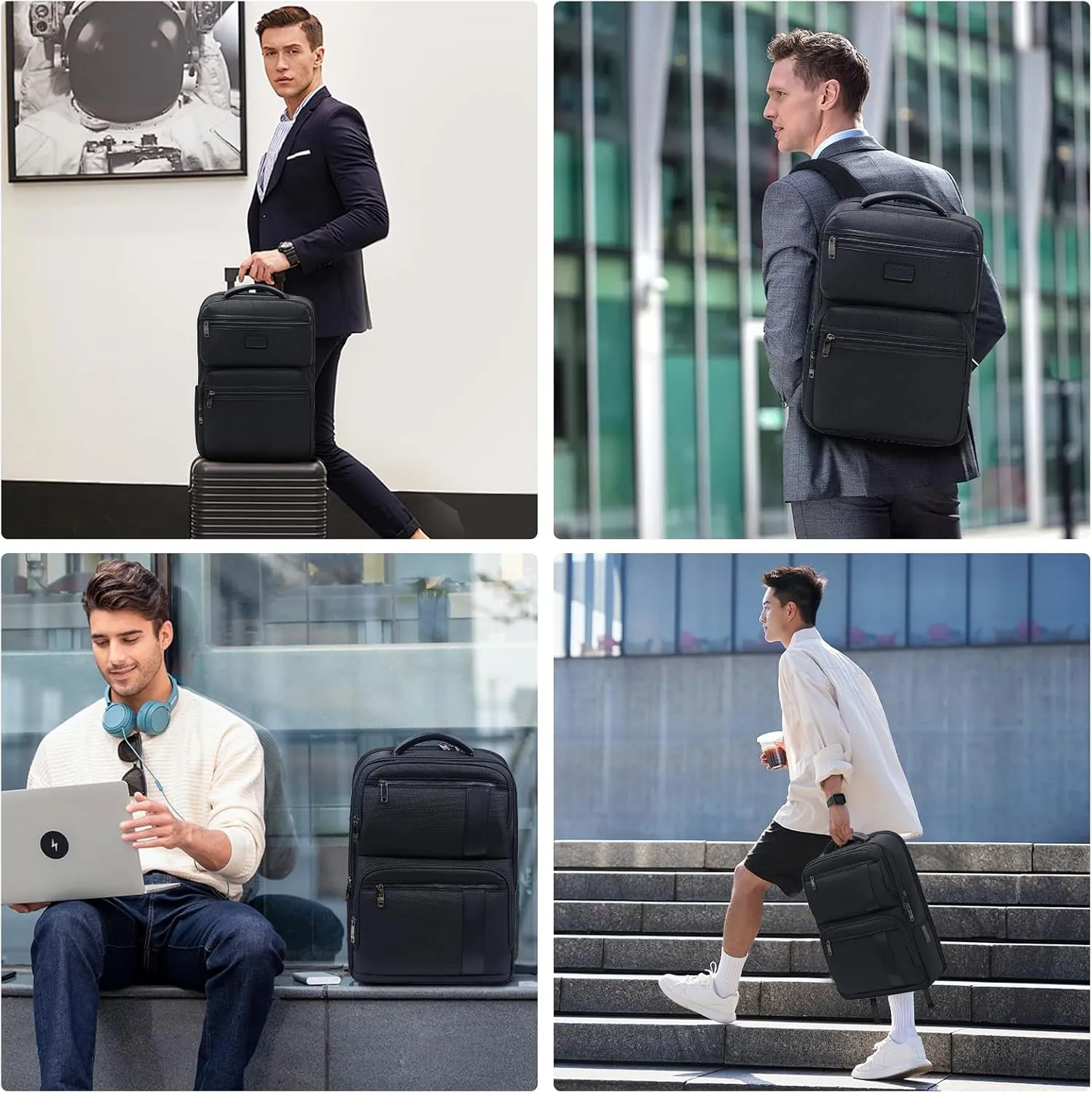 KINGSLONG Backpack Bookbag Daypack Business: Carry Back Pack Bag fit For 15.6 inch Laptop Computer for School College Travel Work Men Women Water Resistant Lightweight Black2