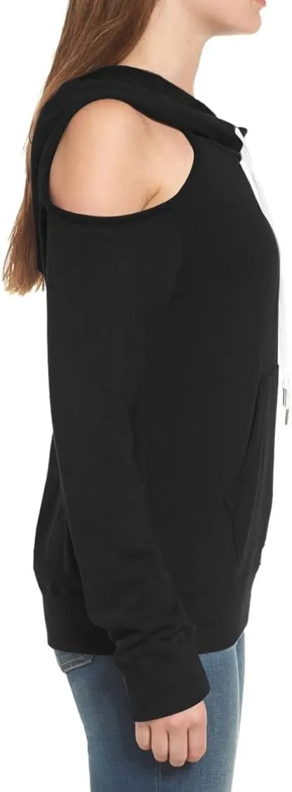 Kisscynest Womens Sweatshirts Cold Shoulder Hoodies Pullover Cut Out Tops Fall Fashion 2024 Y2k Clothes