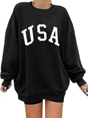 Langwyqu Women's Oversized Sweatshirt Los Angeles California Crewneck Long Sleeve Casual Loose Pullover Tops