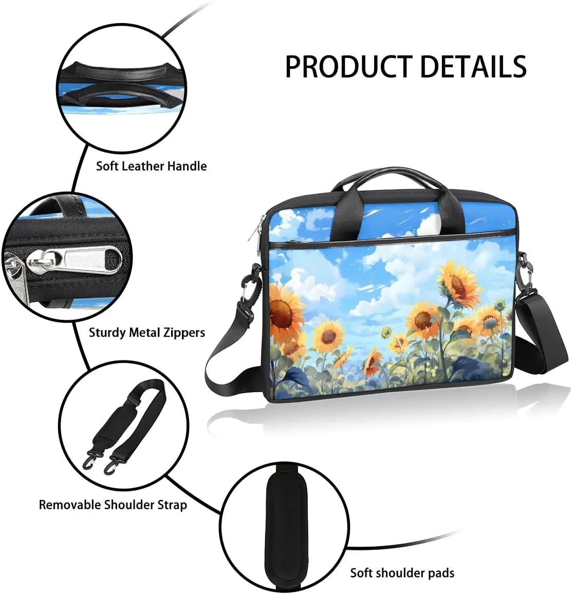 Laptop Shoulder Bag for 13-15 Inch Waterproof Laptop Sleeve Case Bag Slim Computer Carry Case Computer Cases for Laptops
