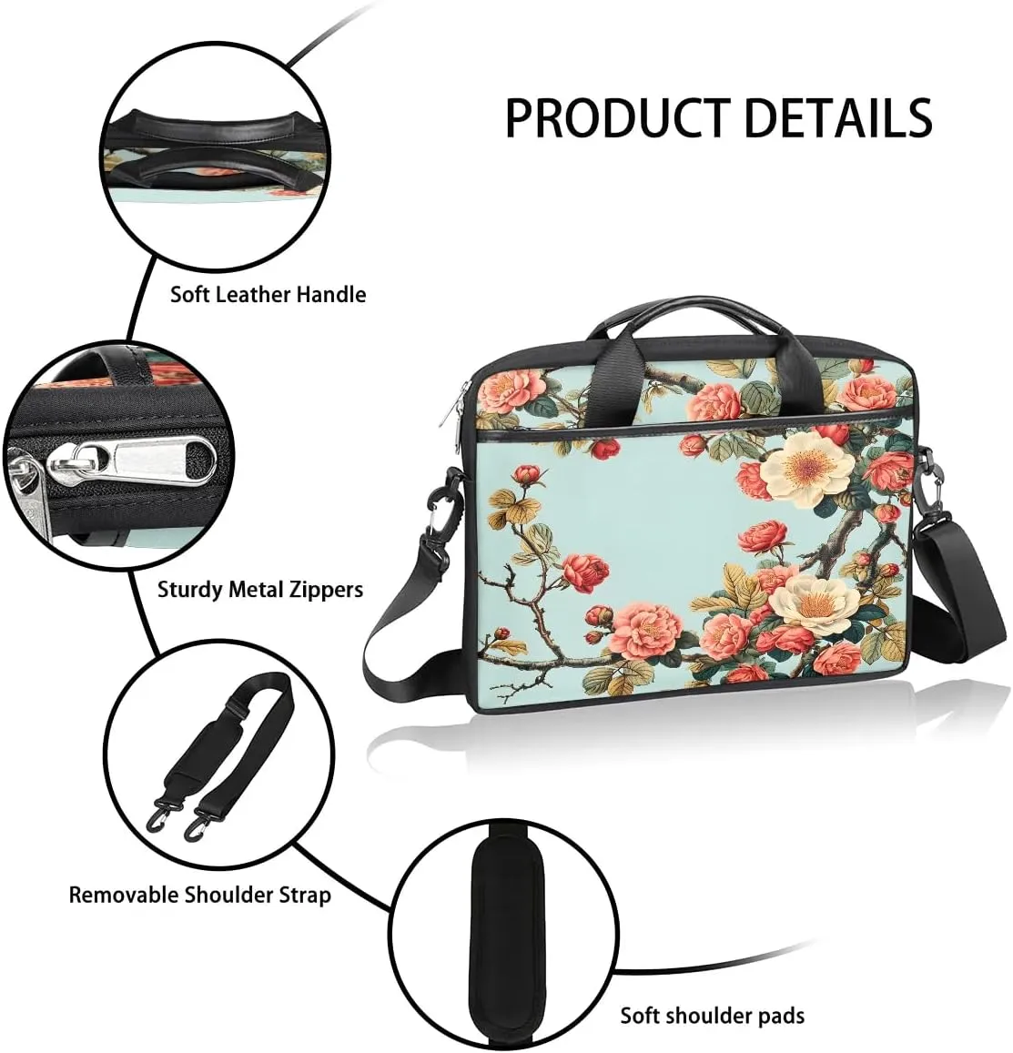 Laptop Shoulder Bag for 13-15 Inch Waterproof Laptop Sleeve Case Bag Slim Computer Carry Case Computer Cases for Laptops