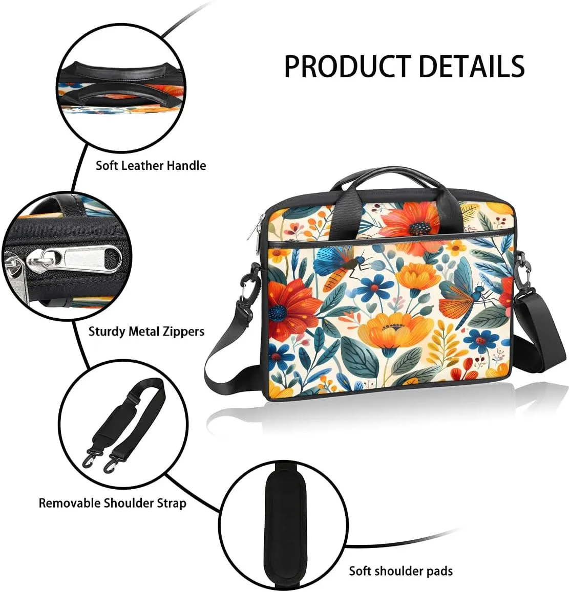 Laptop Shoulder Bag for 13-15 Inch Waterproof Laptop Sleeve Case Bag Slim Computer Carry Case Computer Cases for Laptops