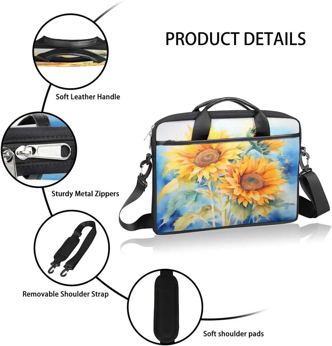 Laptop Shoulder Bag for 13-15 Inch Waterproof Laptop Sleeve Case Bag Slim Computer Carry Case Computer Cases for Laptops