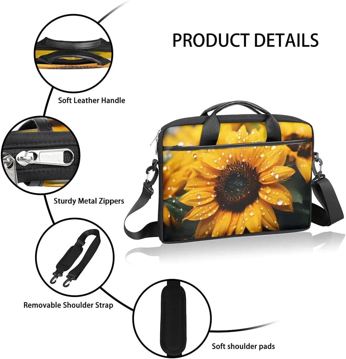 Laptop Shoulder Bag for 13-15 Inch Waterproof Laptop Sleeve Case Bag Slim Computer Carry Case Computer Cases for Laptops