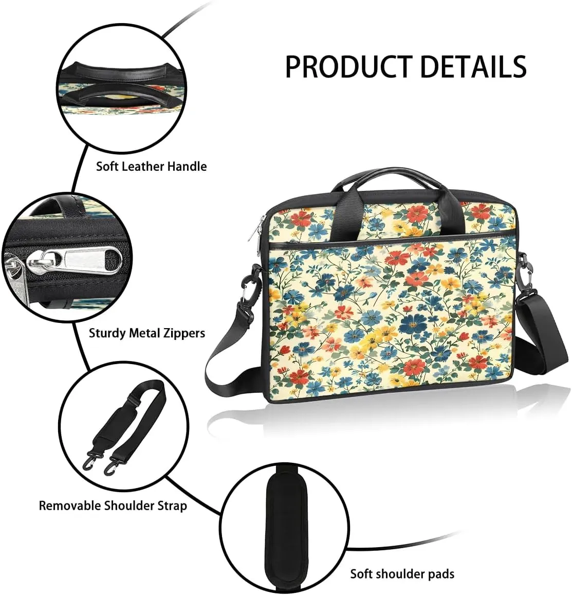 Laptop Shoulder Bag for 13-15 Inch Waterproof Laptop Sleeve Case Bag Slim Computer Carry Case Computer Cases for Laptops