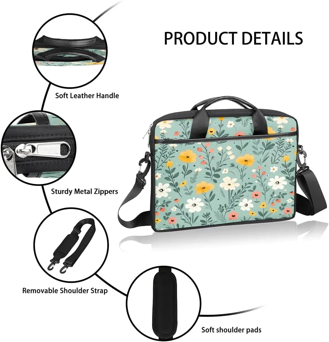 Laptop Shoulder Bag for 13-15 Inch Waterproof Laptop Sleeve Case Bag Slim Computer Carry Case Computer Cases for Laptops