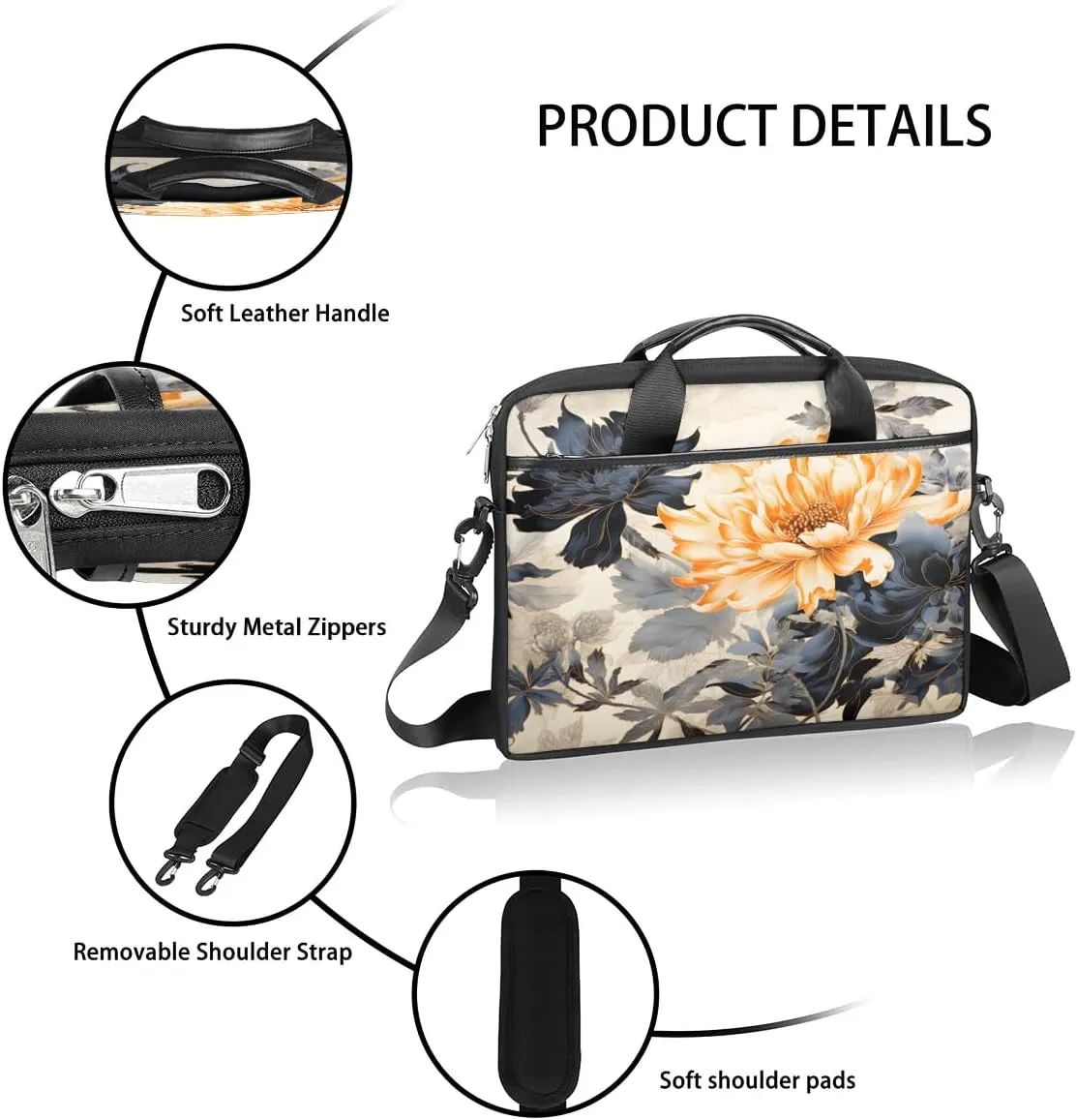 Laptop Shoulder Bag for 13-15 Inch Waterproof Laptop Sleeve Case Bag Slim Computer Carry Case Computer Cases for Laptops
