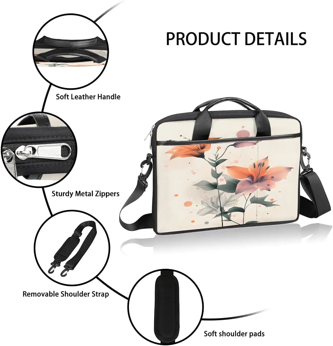 Laptop Shoulder Bag for 13-15 Inch Waterproof Laptop Sleeve Case Bag Slim Computer Carry Case Computer Cases for Laptops