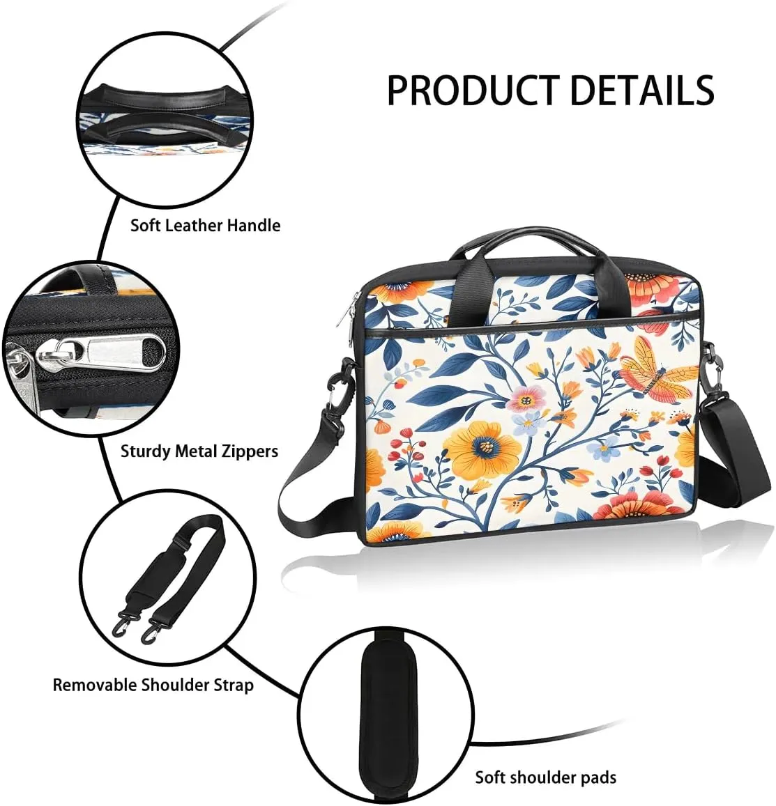 Laptop Shoulder Bag for 13-15 Inch Waterproof Laptop Sleeve Case Bag Slim Computer Carry Case Computer Cases for Laptops