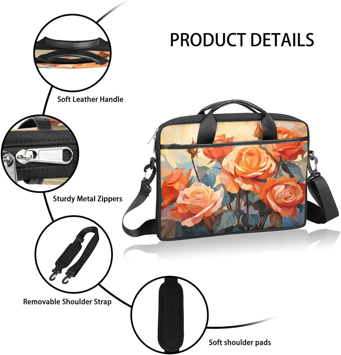 Laptop Shoulder Bag for 13-15 Inch Waterproof Laptop Sleeve Case Bag Slim Computer Carry Case Computer Cases for Laptops