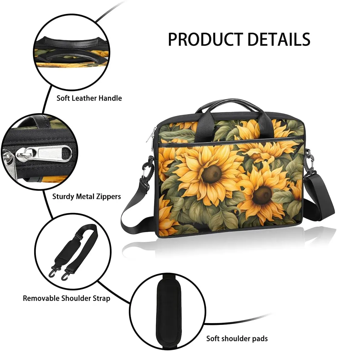 Laptop Shoulder Bag for 13-15 Inch Waterproof Laptop Sleeve Case Bag Slim Computer Carry Case Computer Cases for Laptops