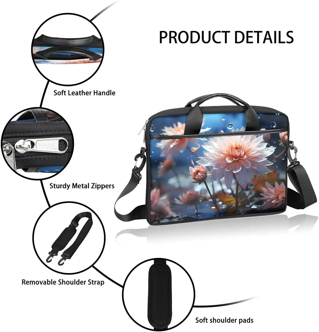 Laptop Shoulder Bag for 13-15 Inch Waterproof Laptop Sleeve Case Bag Slim Computer Carry Case Computer Cases for Laptops