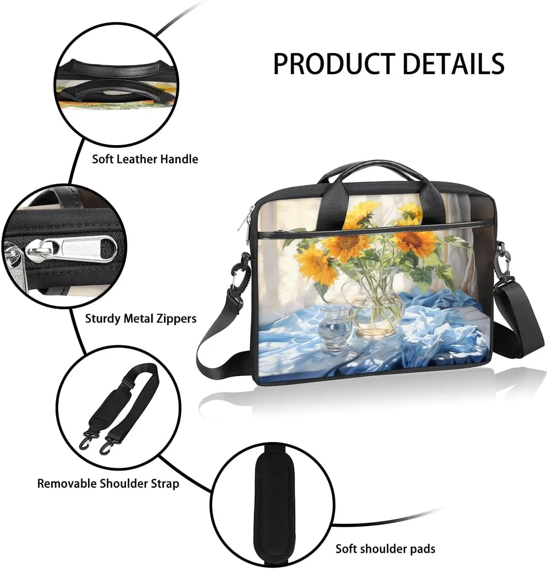 Laptop Shoulder Bag for 13-15 Inch Waterproof Laptop Sleeve Case Bag Slim Computer Carry Case Computer Cases for Laptops