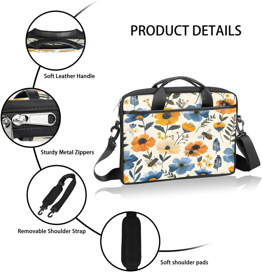 Laptop Shoulder Bag for 13-15 Inch Waterproof Laptop Sleeve Case Bag Slim Computer Carry Case Computer Cases for Laptops