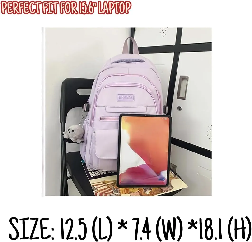 Large Capacity Backpack Aesthetic Cute Outdoor 15.6-Inch Laptop Computer Daypack (Lavender)