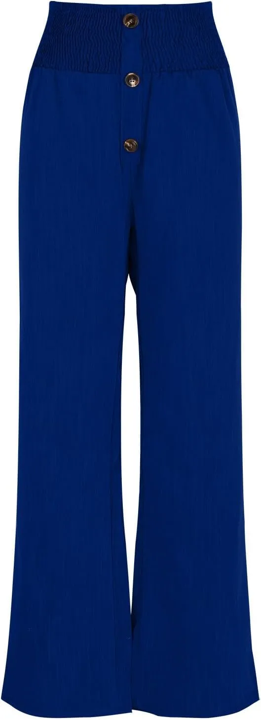 Lastesso Wide Leg Pants Woman Cotton Linen Summer Palazzo Pants Trendy High Waisted Palazzo Trousers Lightweight Boho Clothes