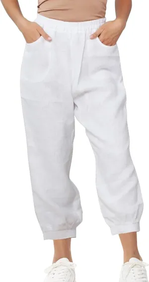 Lastesso Womens Linen Pants Lightweight Summer Boho Trousers Casual Cotton Vacation Going Out Capris Outfits with Pockets