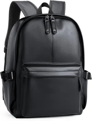 Leather Backpack for Men Black Large Backpack Fit 15.6inch Laptop Rucksack Waterproof for business Commute Casual Daypack