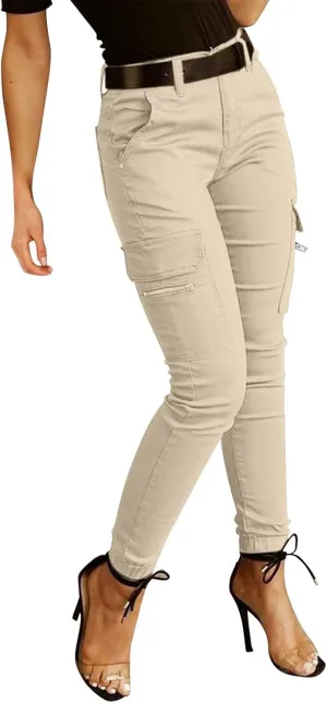 Lightweight Hiking Cargo Pants Womens Slim Fit Outdoor Solid Travel Sweatpant Jogger Elastic Waist Trouser w/Pocket