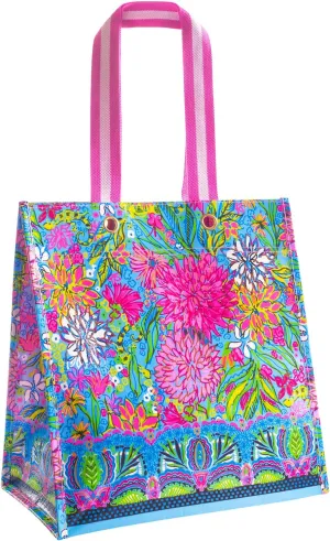 Lilly Pulitzer Market Shopper Bag, Reusable Grocery Tote, Shoulder Bag for Produce or Travel