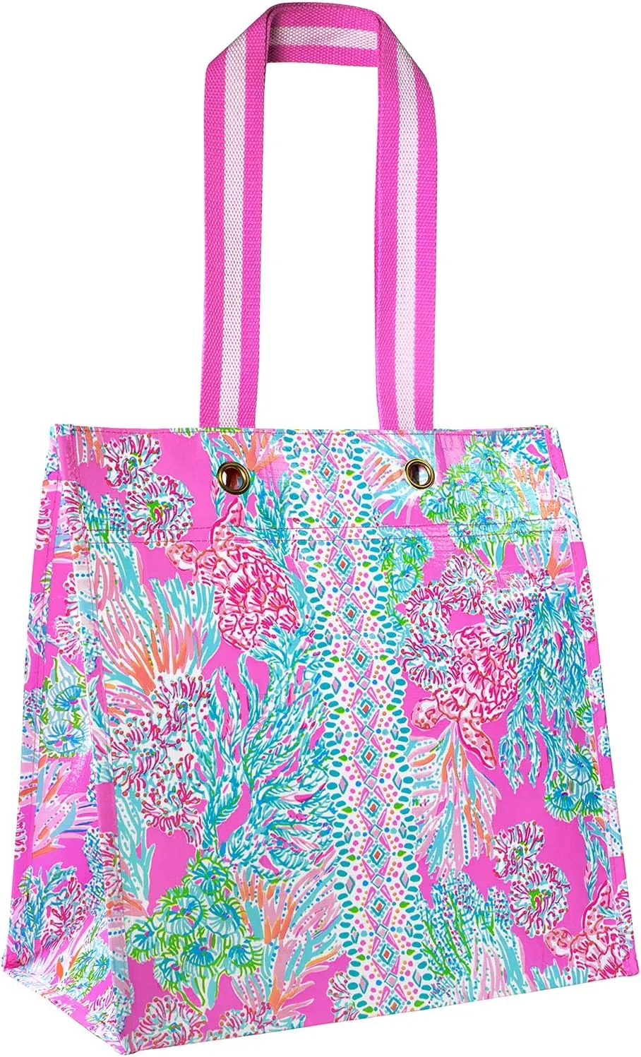 Lilly Pulitzer Market Shopper Bag, Reusable Grocery Tote, Shoulder Bag for Produce or Travel