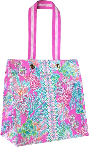 Lilly Pulitzer Market Shopper Bag, Reusable Grocery Tote, Shoulder Bag for Produce or Travel