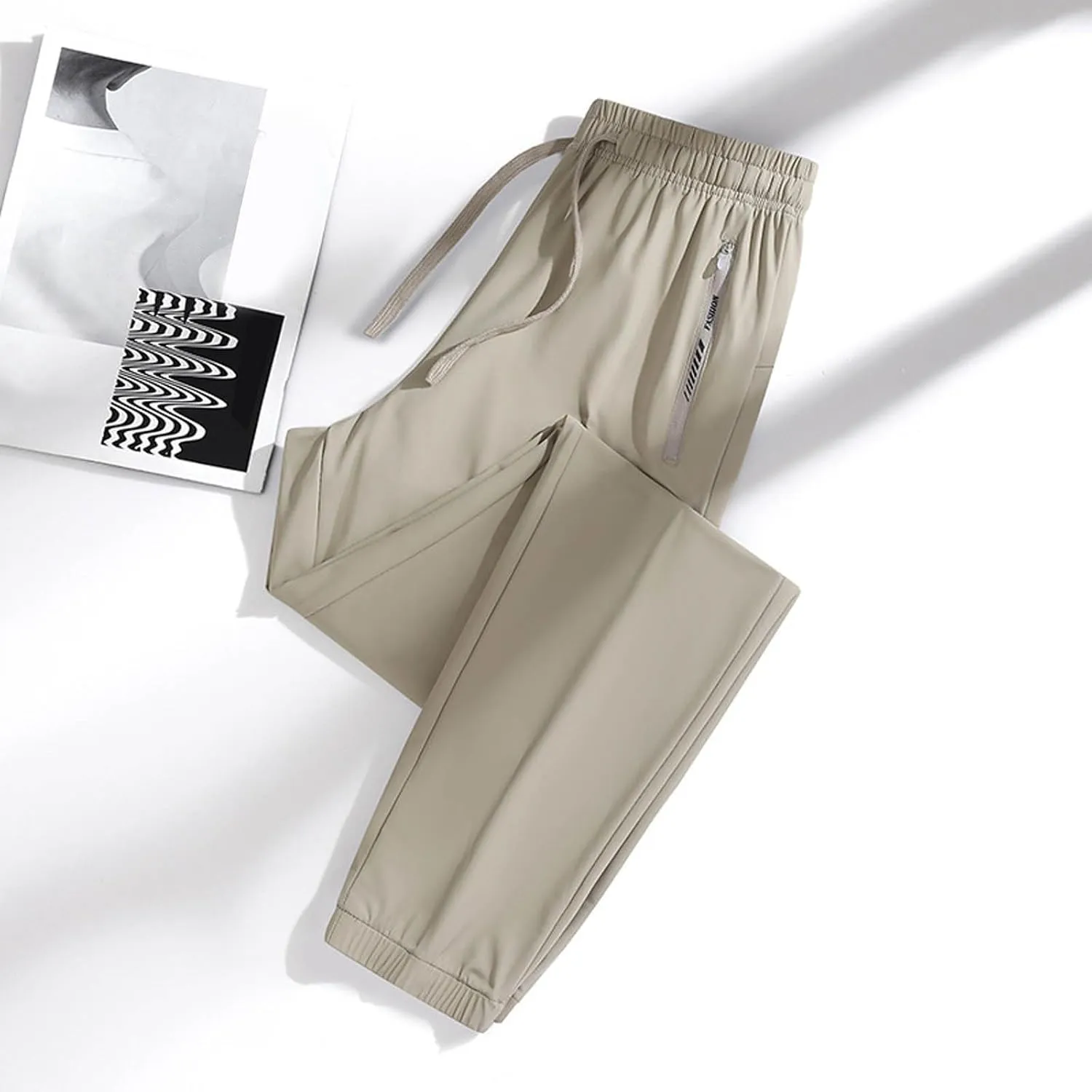 Linen Cropped Trousers for Women Trendy All Seasons Sports Pants Wide Leg with Pockets Casual Linen Joggers for Women