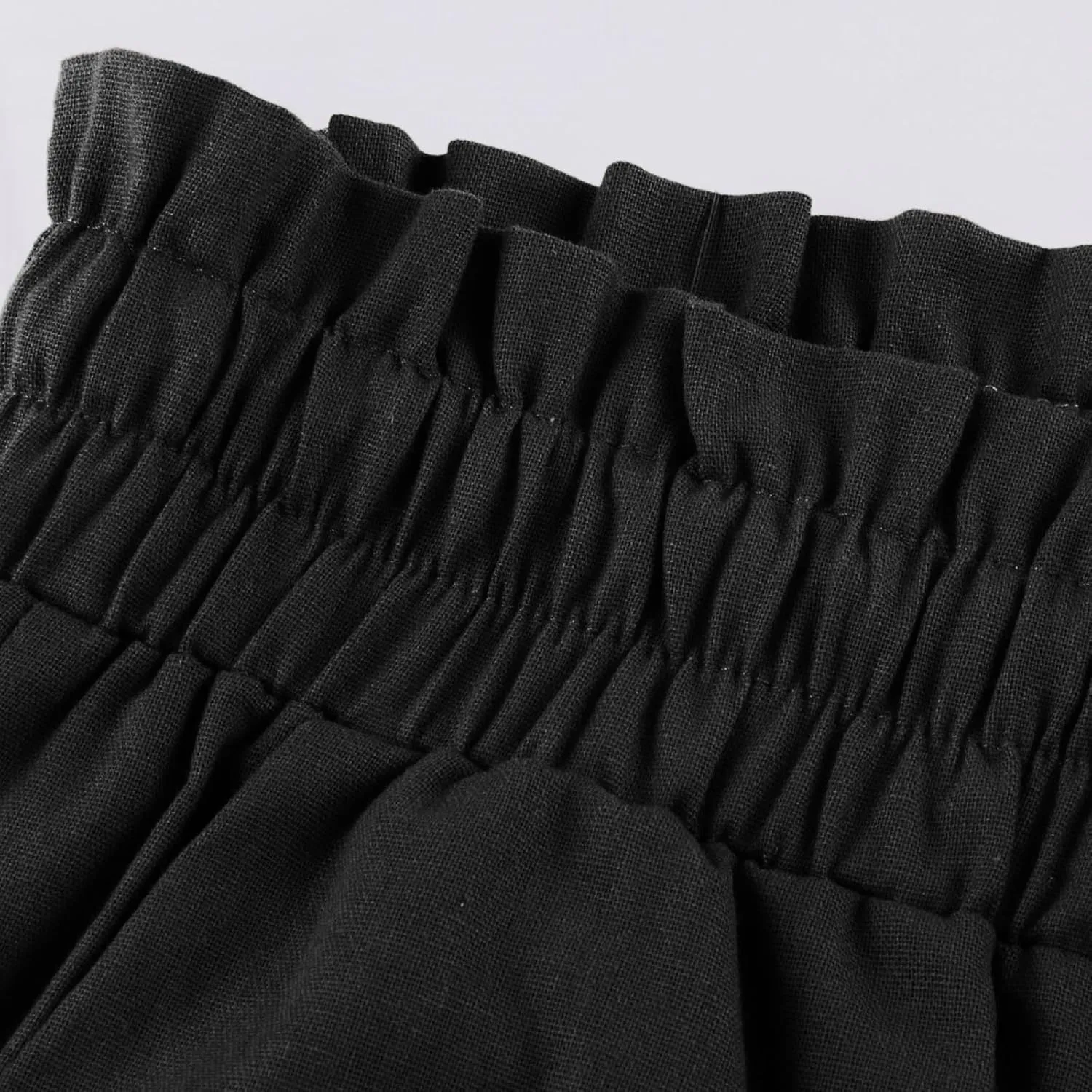 Linen Palazzo for Women Dressy Casual Elastic High Waisted Wide Leg Pants Summer Loose Comfy Work Pants with Pockets