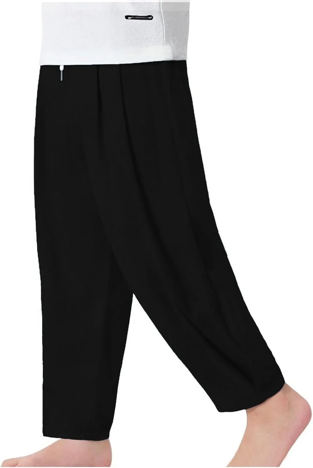 Linen Pants for Girls Summer Casual Loose Lightweight Solid Harem Pants Kids Drawstring Wide Leg Trousers with Pocket