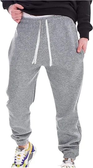 Linen Pants for Men Causal Loose Drawstring Elastic Waist Plush Thickened Solid Sweatpants Athletic-Fit Trousers