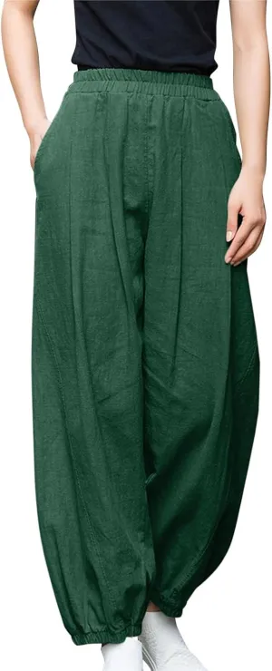 Linen Pants for Women Tall Long Pant Trousers with Pocket Casual Loose Pants Linen Blend Pants Linen Outfit