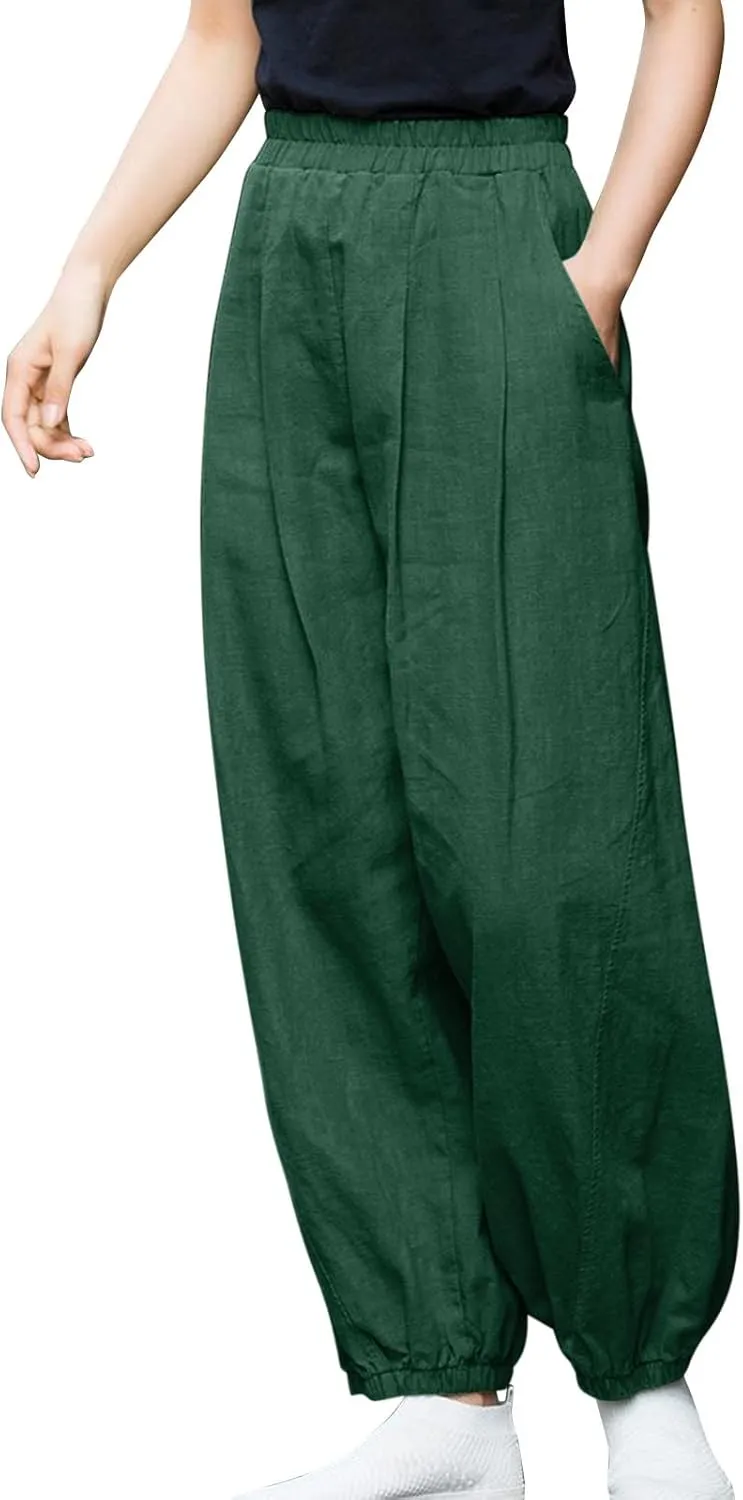 Linen Pants for Women Tall Long Pant Trousers with Pocket Casual Loose Pants Linen Blend Pants Linen Outfit