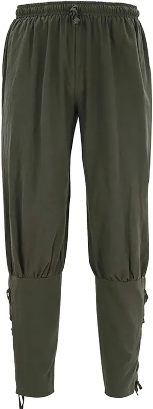 Linen Pants Men 2023 Fashion Lace-Up Elasticated Beam Feed Medieval Crop Leggings Casual Solid Loose Trousers