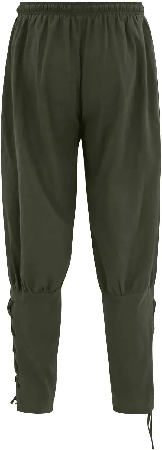 Linen Pants Men 2023 Fashion Lace-Up Elasticated Beam Feed Medieval Crop Leggings Casual Solid Loose Trousers