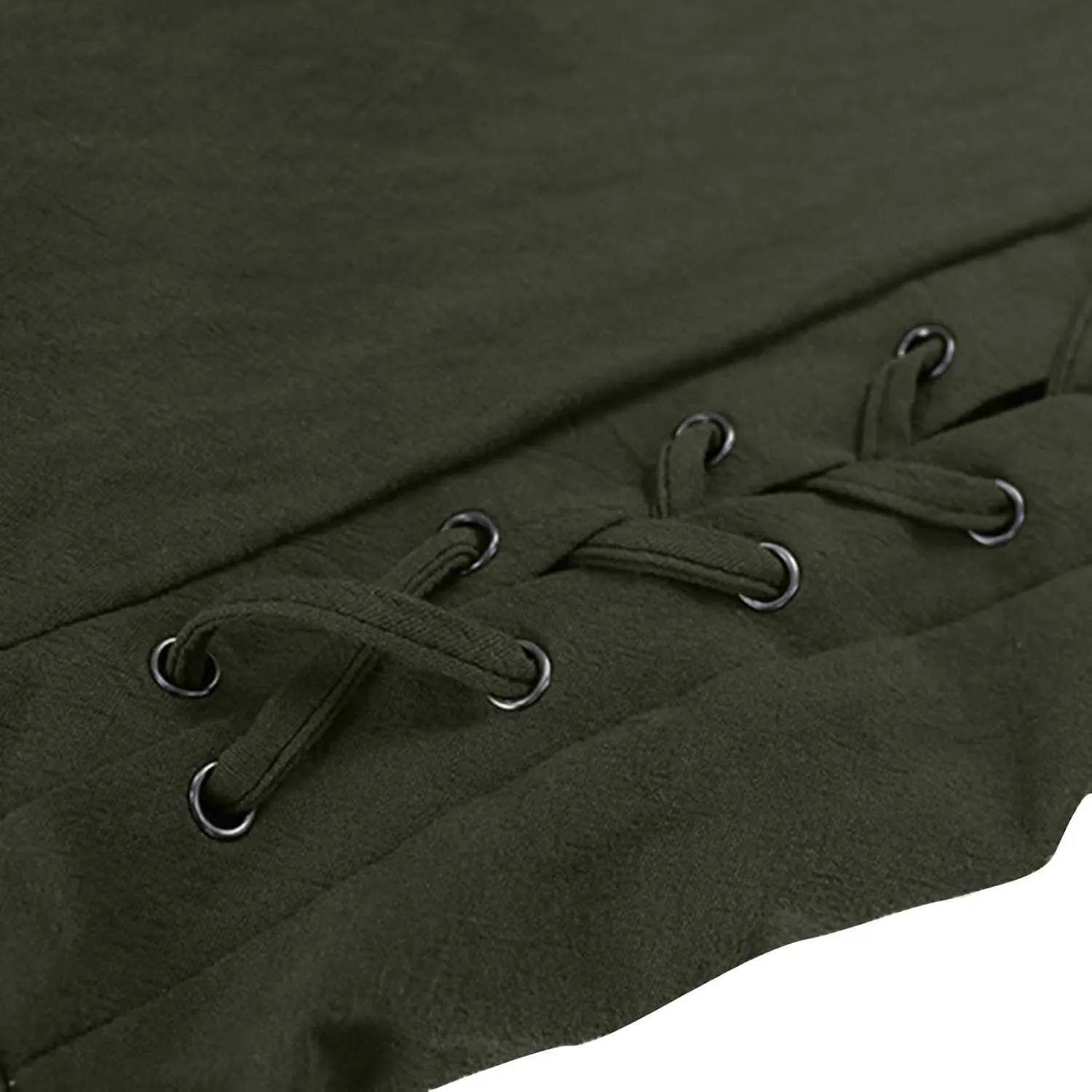 Linen Pants Men 2023 Fashion Lace-Up Elasticated Beam Feed Medieval Crop Leggings Casual Solid Loose Trousers