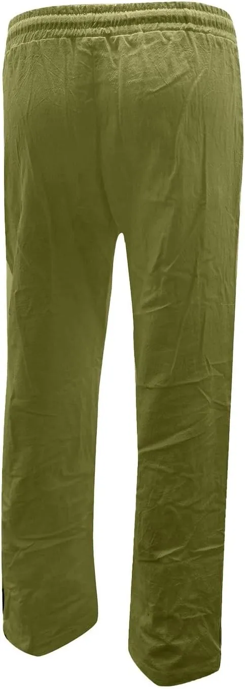 Linen Pants Women Summer 2025 Casual Cotton Linen Pant High Waisted Drawstring Lounge Pants Beach Trousers