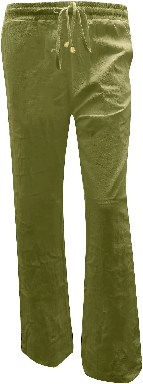 Linen Pants Women Summer 2025 Casual Cotton Linen Pant High Waisted Drawstring Lounge Pants Beach Trousers