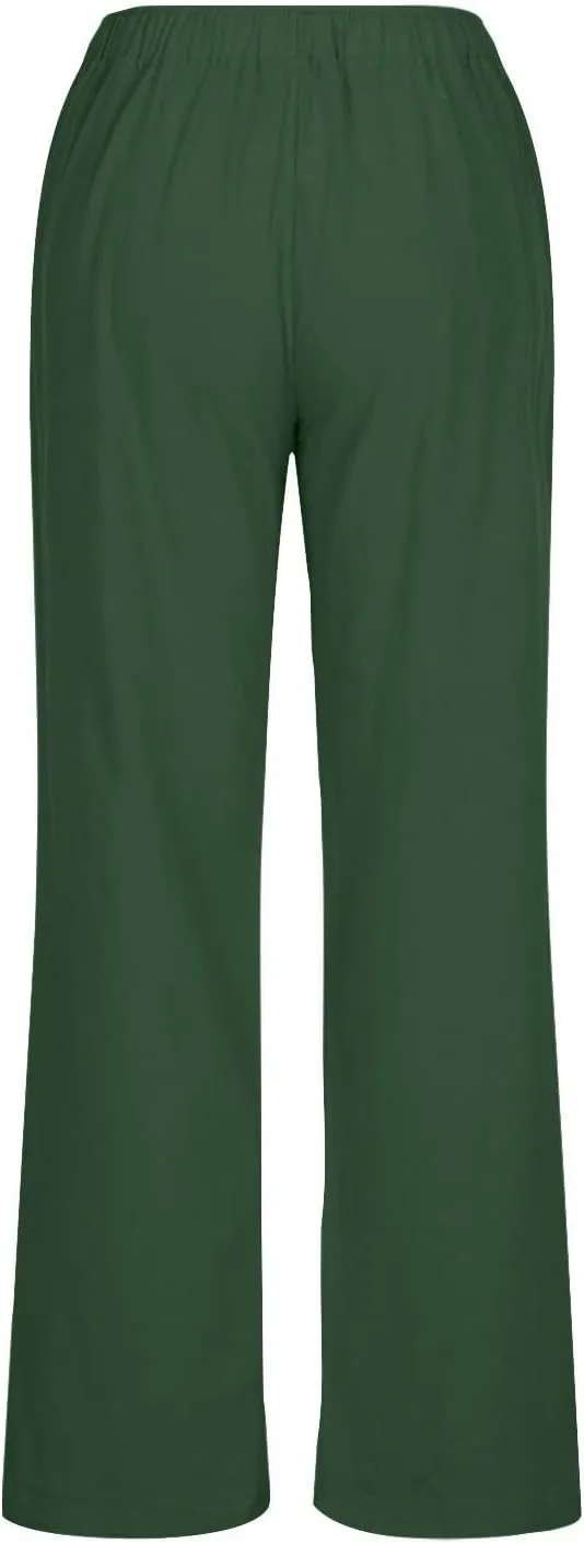 Linen Pants Women Summer Wide Leg Pant Cotton Linen Lounge Pants Loose Palazzo Trouser Comfy Trousers with Pockets