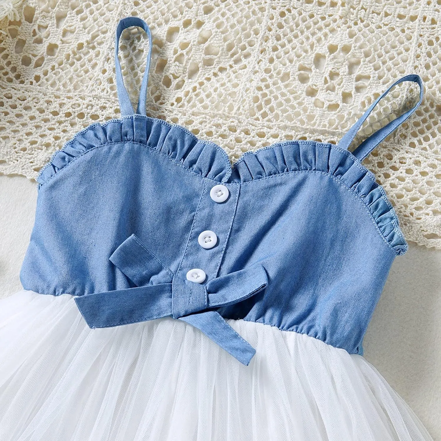 Little Girls Dresses Sleeveless Denim Tops Sundress Summer Spaghetti Strap Tutu Birthday Party Dresses