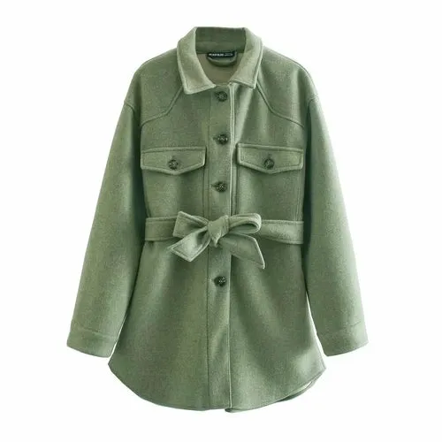 ll Winter Women Jacket Long Sleeves Belted Warm Thicken Coat