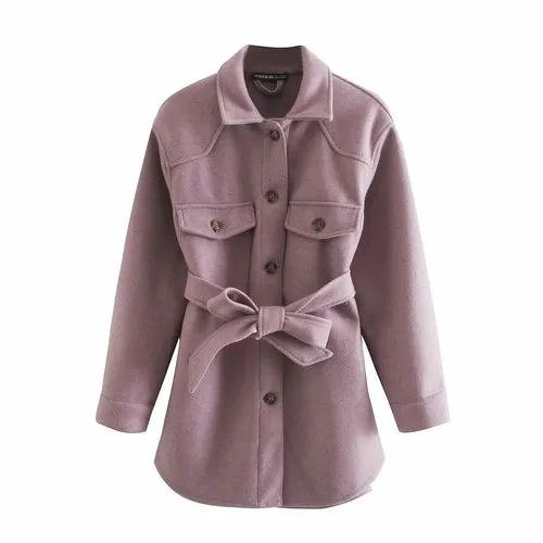 ll Winter Women Jacket Long Sleeves Belted Warm Thicken Coat