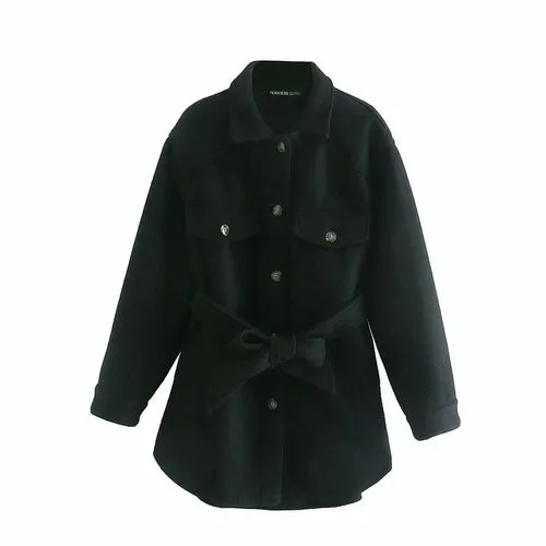 ll Winter Women Jacket Long Sleeves Belted Warm Thicken Coat