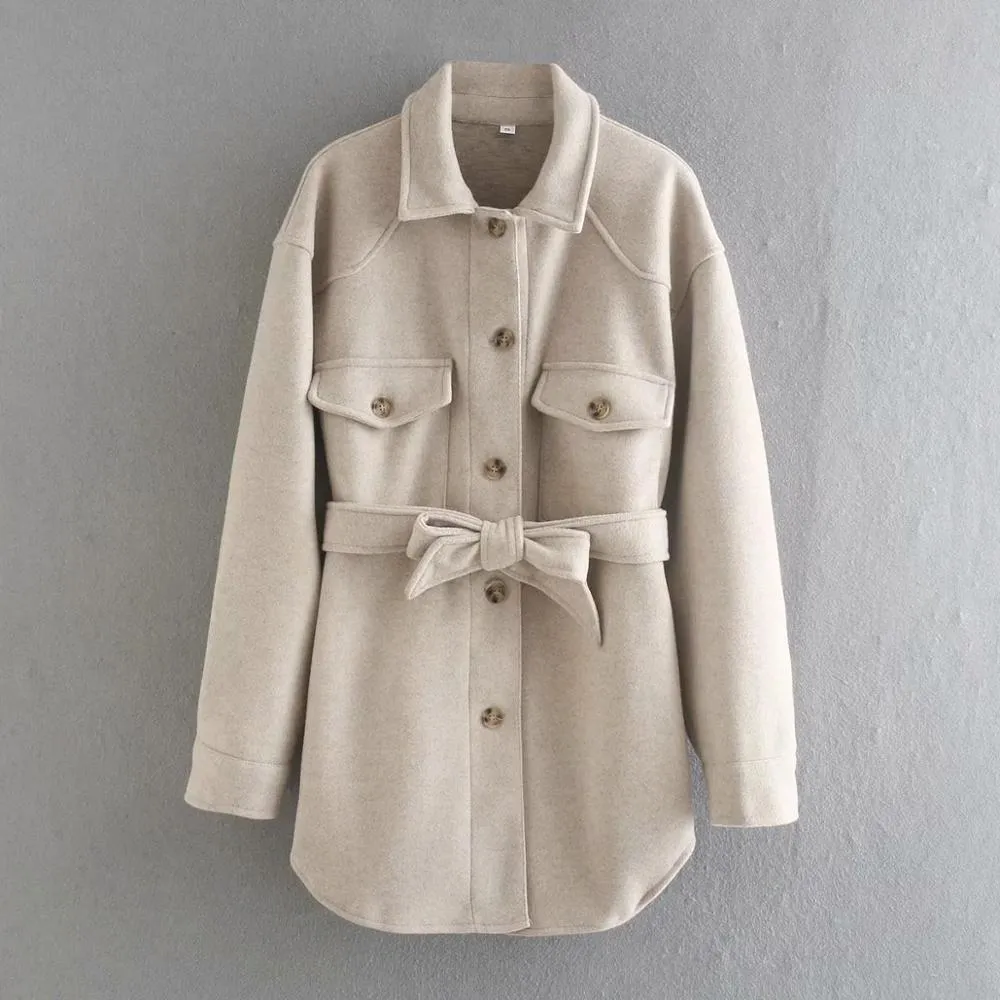 ll Winter Women Jacket Long Sleeves Belted Warm Thicken Coat