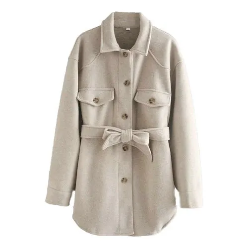 ll Winter Women Jacket Long Sleeves Belted Warm Thicken Coat
