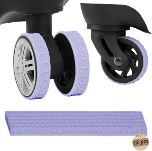Luggage Wheel Covers, 12 Pcs Silicone Luggage Cover Protector Suitcase Wheel Covers, Wear-Resistant, Anti-Noise Wheel Covers for Luggage, Suitcases or Office Chair Caster Wheels (Purple)