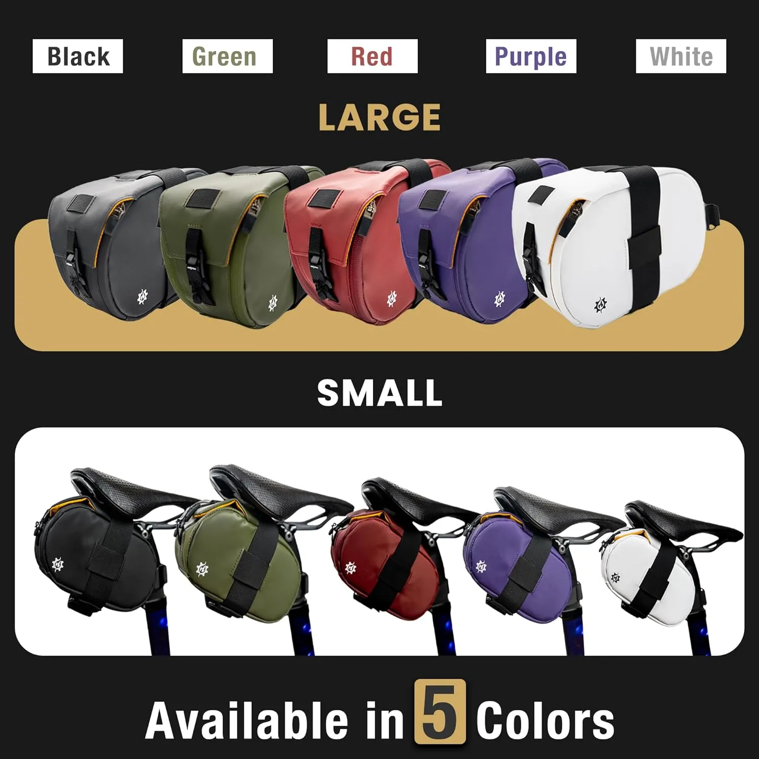 Lumiere & Co. Maximus Magnetic Bike Seat Bag  Quick-Attach Saddle Bag with AquaGuard Zippers, Secure Under-Seat Storage for Cycling Gear & Accessories