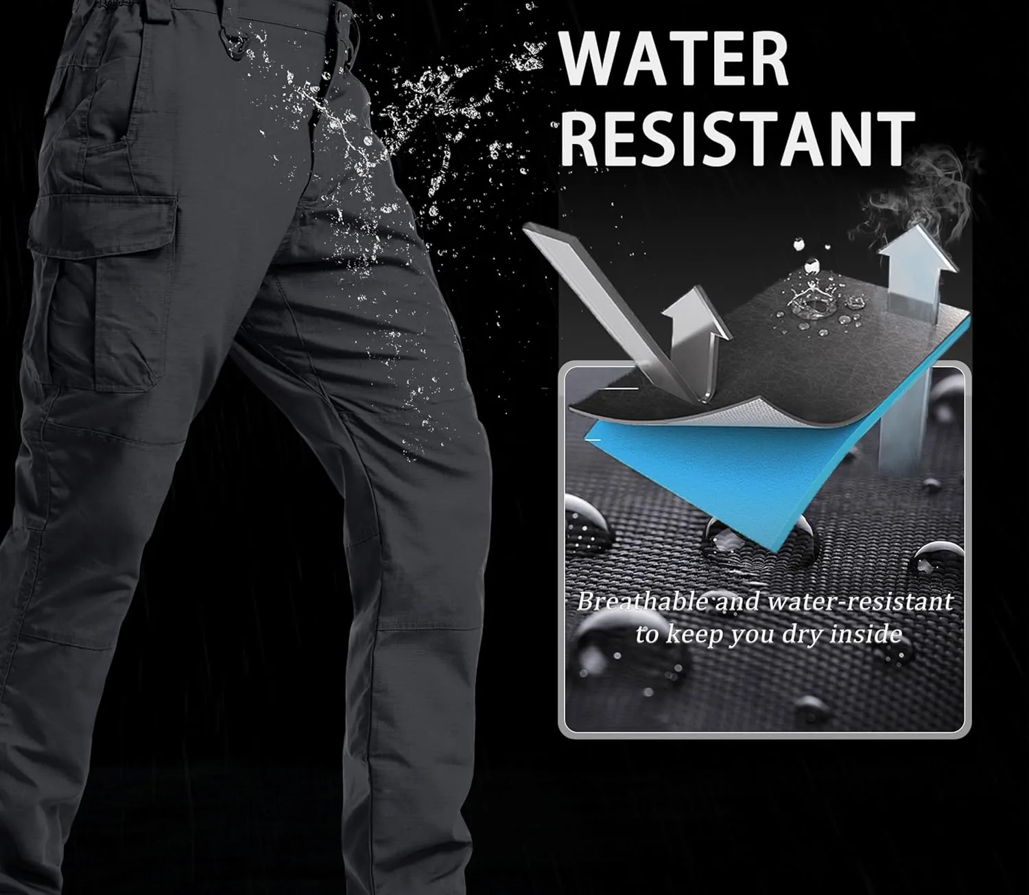 MAGCOMSEN Men's Tactical Pants 9 Pockets Ripstop, Water Repellent, Cargo Pants for Work, Hiking, Hunting(No Belt)