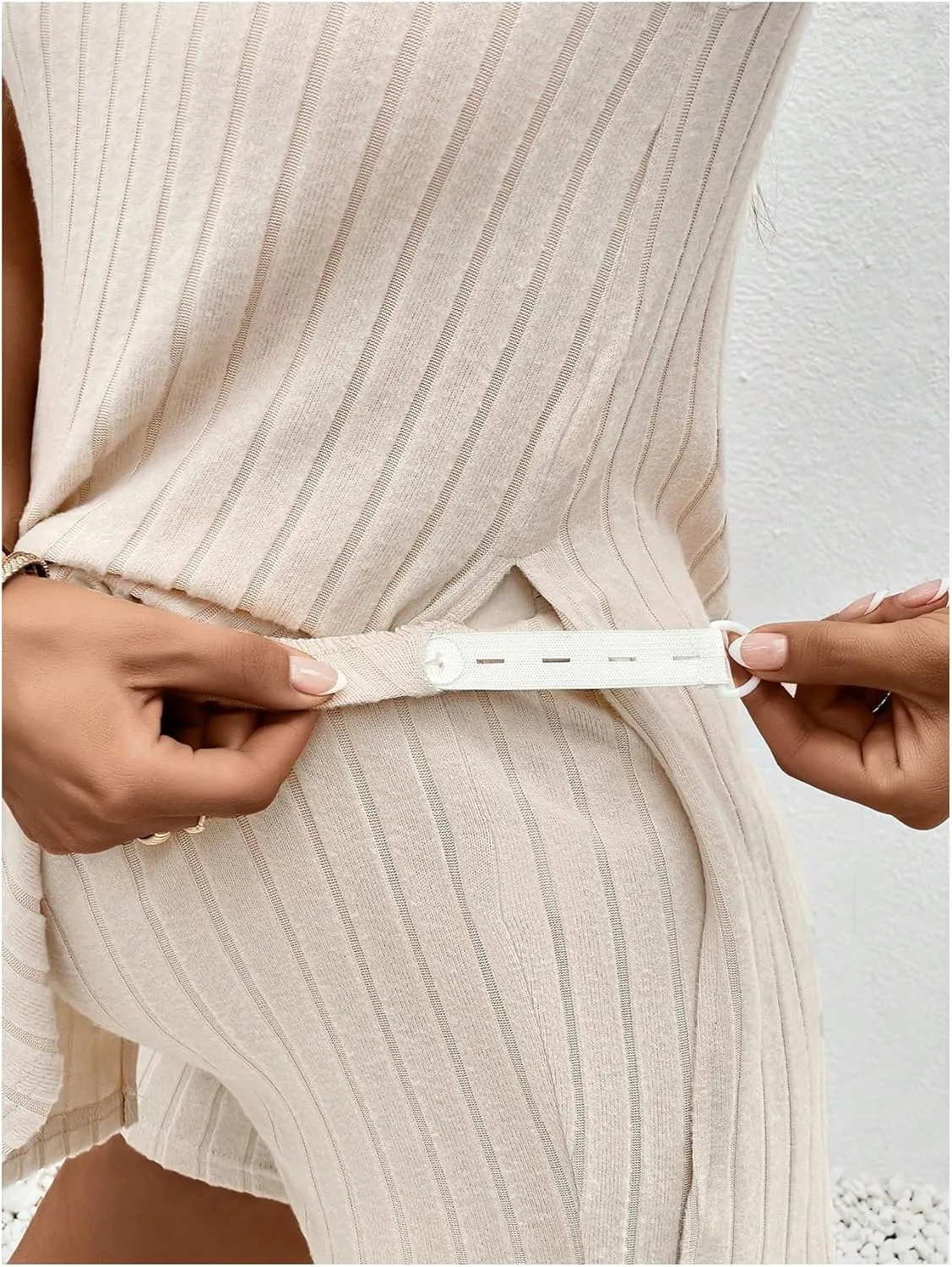 MakeMeChic Women's Maternity Pajama Set Loungewear Knit Tank Tops Biker Shorts Pregnancy Set
