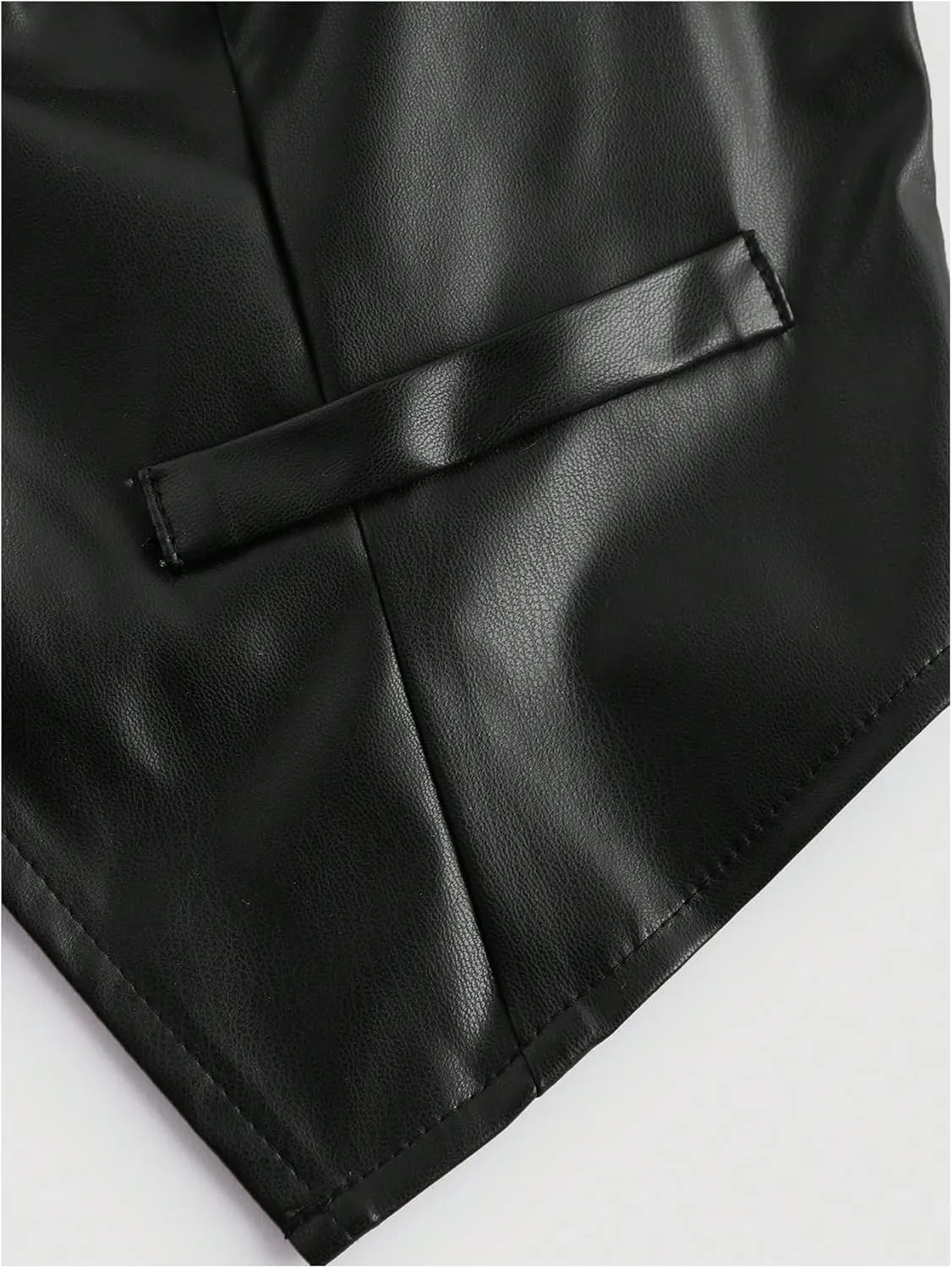 MakeMeChic Women's PU Leather V Neck Tie Front Sleeveless Y2K Vest Tops Waistcoat Jacket